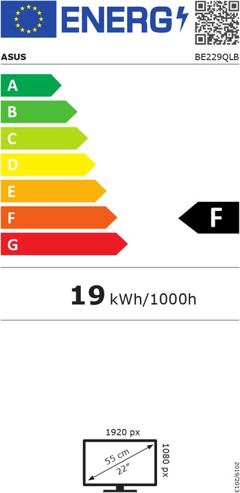 Label énergétique ASUS Be229qlb (1920 x 1080 pixels, 21.50")