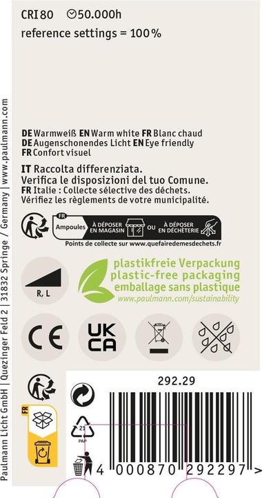 Produktbild Paulmann AGL Eco-Line (E27, 4.50 W, 840 lm, 1 x, B)