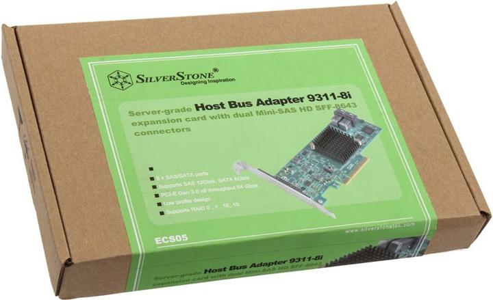 Produktbild Silverstone SST-ECS05 RAID-Contr. PCIe x8 für 8x SAS/SATA (9311-8i)