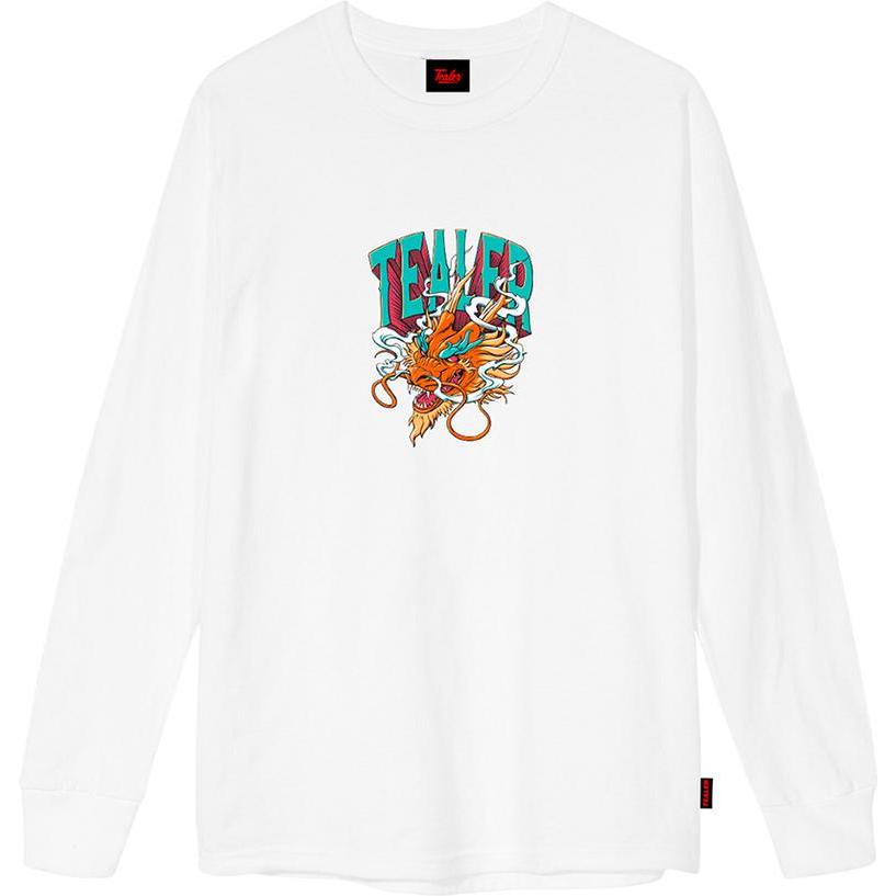 Tealer, Herren, Shirt, t-hirt mit langen ärmeln dragon' breath, Weiss, (S)
