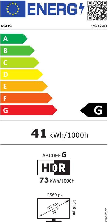 Energy Label ASUS TUF Gaming VG32VQ (2560 x 1440 pixels, 32")