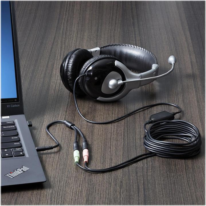 Produktbild StarTech 3,5mm Klinke Audio Y-Kabel - 4 pol. auf 3 pol. Headset Splitter (0.20 m)