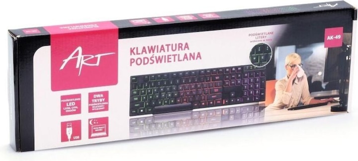 Produktbild Art KLART AK-49 backlit keyboard AK-49 USB (Eng. Int., Kabelgebunden)