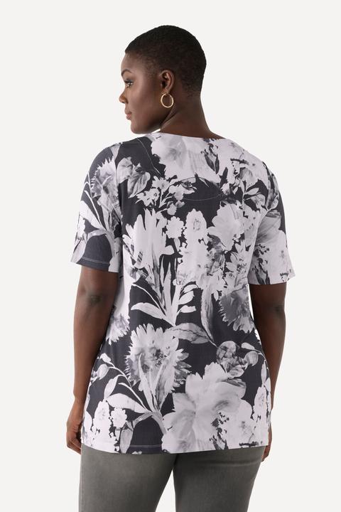 Immagine prodotto Ulla Popken Maglia in tessuto fluente con design floreale, scollo a girocollo e mezze maniche (42, 44)