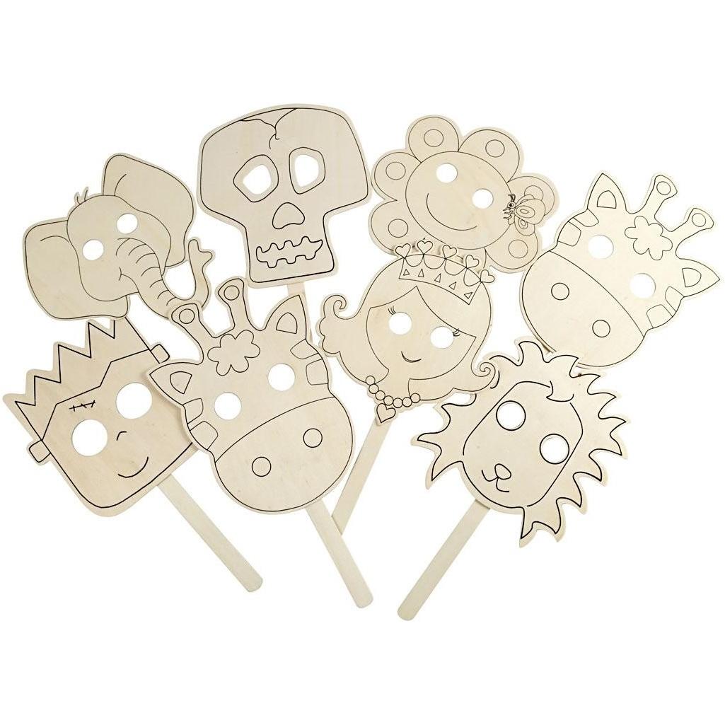 Creativ Company Versier je Houten Masker, 16st.