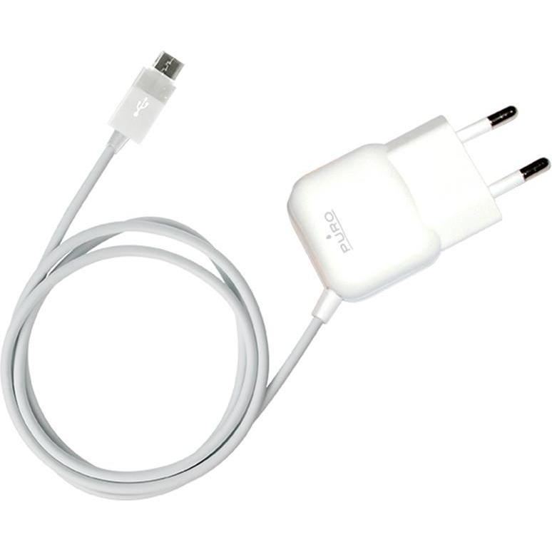Puro Mini caricabatterie da viaggio - Przenośna ładowarka sieciowa z kablem Micro USB (biały) (5 W), Caricatore USB, Bianco