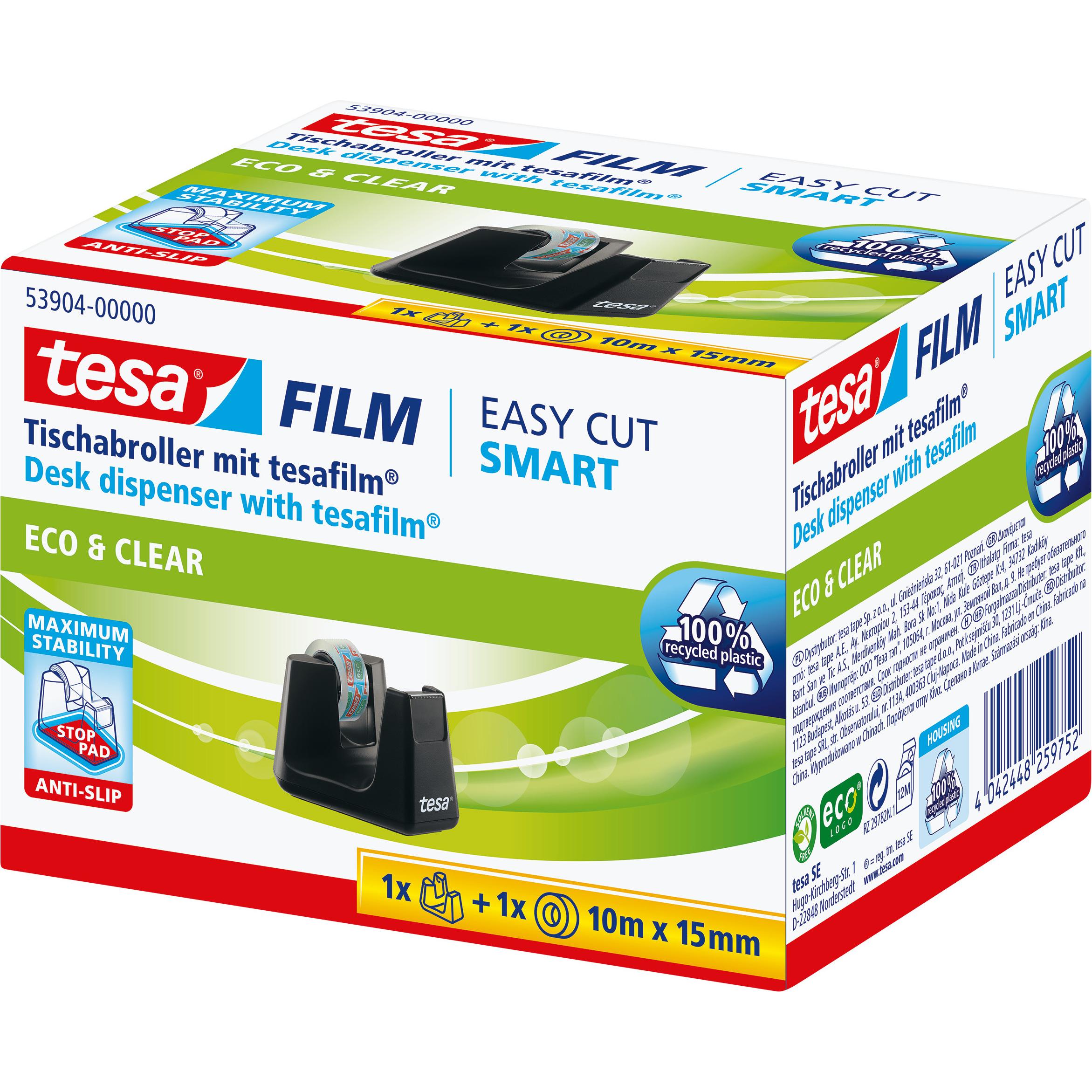 Thumbnail - tesa, Klebebandabroller, EASY CUT SMART Klebebandabroller für Tische, mit Anti-Rutsch-Technologie, inkl. 1 Rolle tesafil...