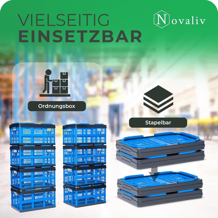 Image du produit Novaliv Klappbox Blau 2er Set - 16L Faltkorb mit Henkeln - Vielseitiger Einkaufskorb - Praktische Au (16 l)