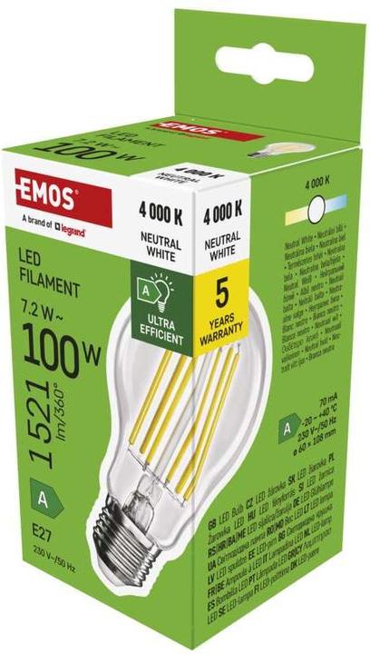 Actual product image Emos LED lamp (E27, 7.20 W, 1521 lm, 1 x, A)