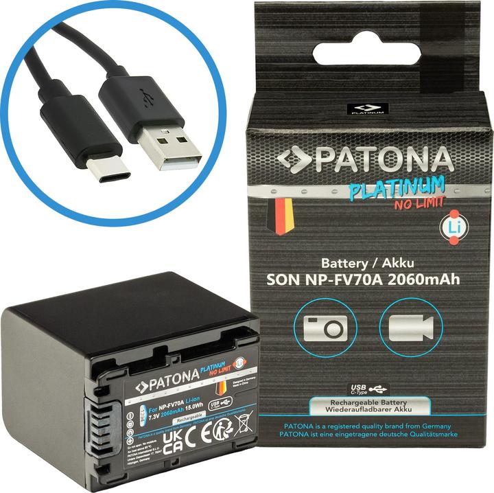 Actual product image Patona Platinum USB-C Sony NP-FV70