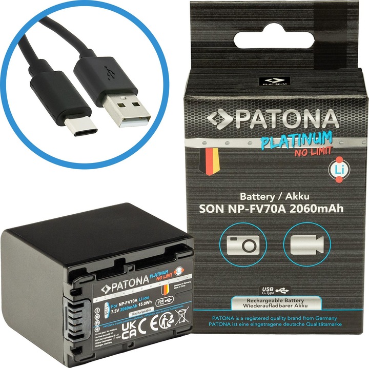 Produktbild Patona Platinum USB-C Sony NP-FV70