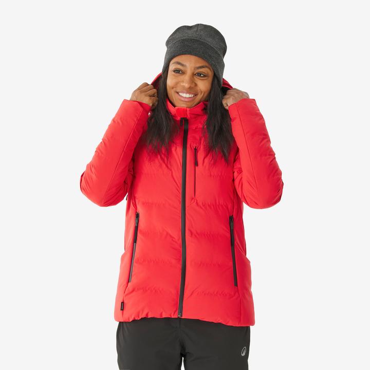 Wedze Skijacke Daunenjacke Damen warm wasserdicht - 500 Warm rot