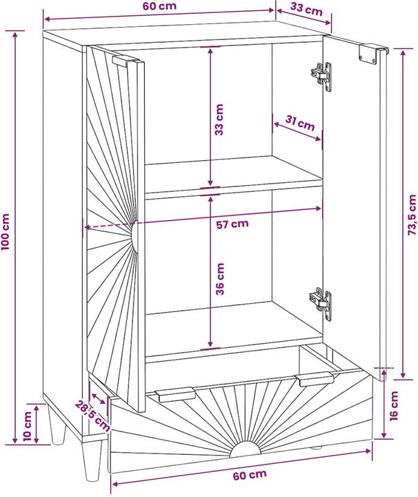 Image du produit vidaXL Seitenschrank (60 x 33.50 x 100 cm)