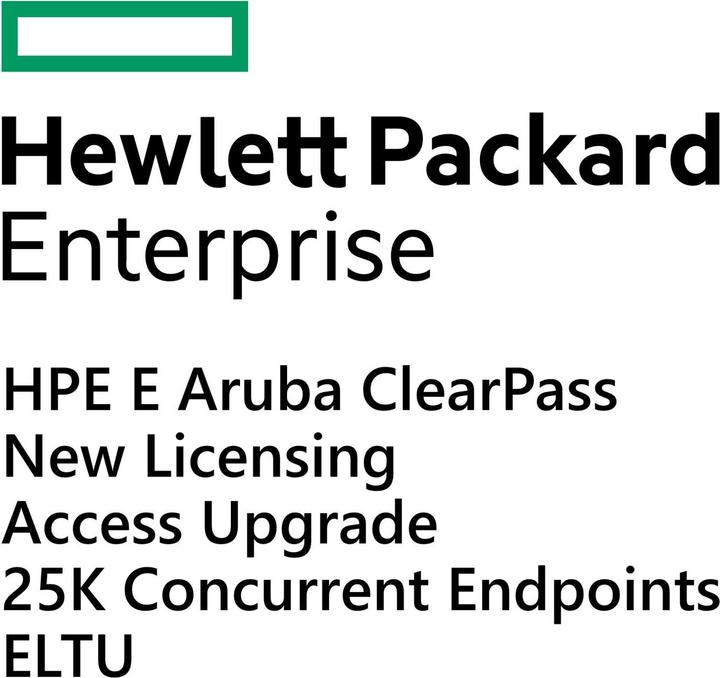 Image du produit HPE E Aruba ClearPass, New Licensing, Access, Upgrade, 25K Concurrent Endpoints, E-LTU