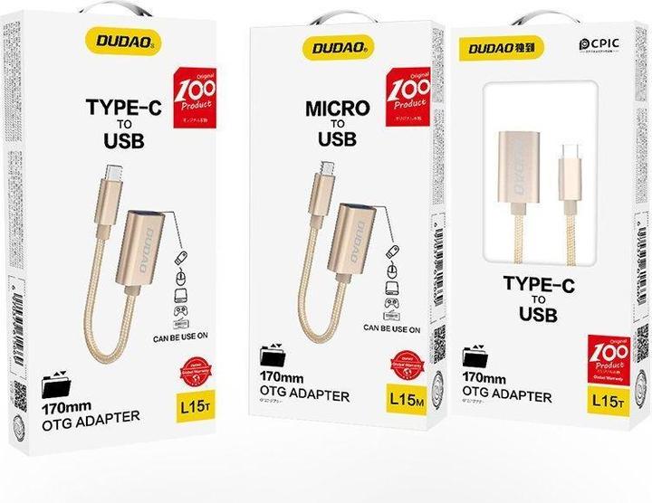 Actual product image Dudao Adapter cable OTG USB 2.0 to USB Type C (0.17 m, USB 2.0)