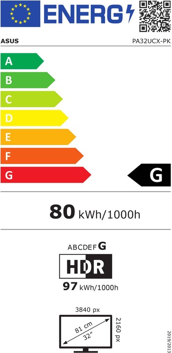 Energie-Label ASUS ProArt PA32UCX-PK (3840 x 2160 Pixel, 32")