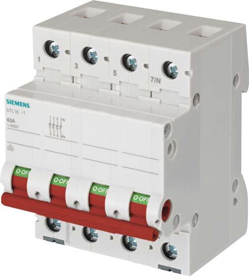 Produktbild Siemens 63A triple pole+neutral, red handle