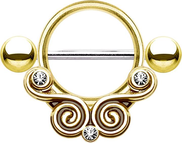 Image du produit Star Piercing Barbell mit Wirbel und Kristall vergoldet (sans laiton, Acier chirurgical 316L)