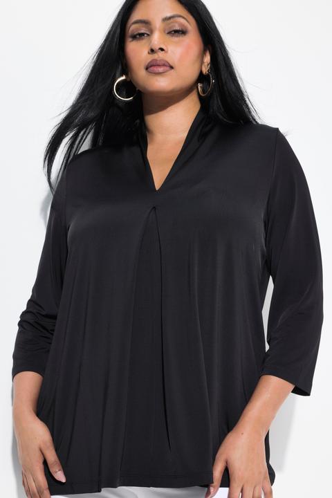 Produktbild Ulla Popken Slinkyshirt, A-Linie, Kelchkragen, Zierfalte, 3/4-Arm (54)