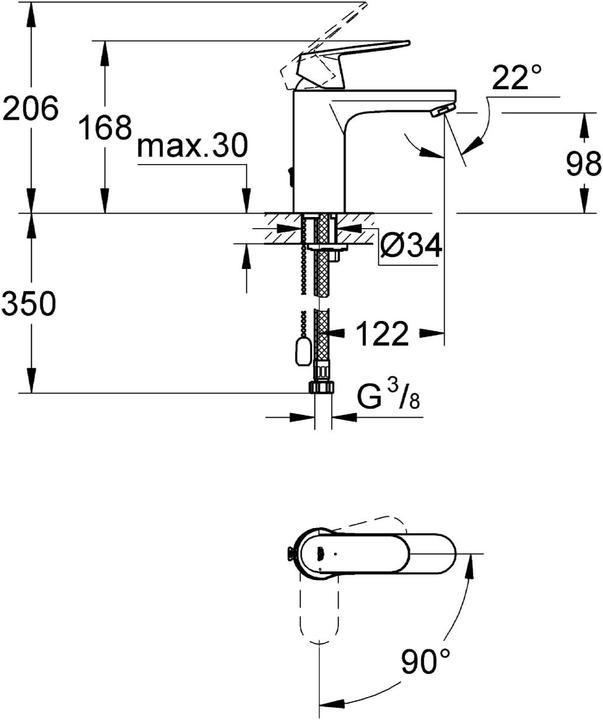Actual product image Grohe EH-WTbatt EUROSMART C 1/2" M-Size retractable chain chr