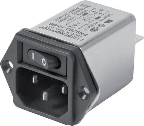 Schaffner EMV Fiche d'appareil avec filtre, 10A, 250VAC