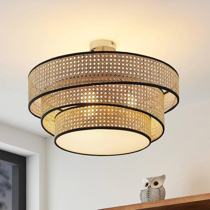 Actual product image Lucande Elowen ceiling lamp, bamboo mesh (E27)