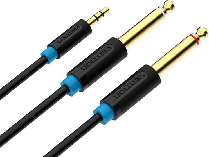 Produktbild Vention BACBJ Male TRS 3.5mm to 2x Male 6.35mm Audio Cable 5m Black (5 m)