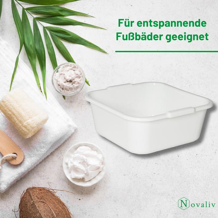 Produktbild Novaliv 2X Spülschüssel eckig 10,5L, 34x34 cm, Weiss, BPA-frei Spülmaschinenfest Ideal für Küche und