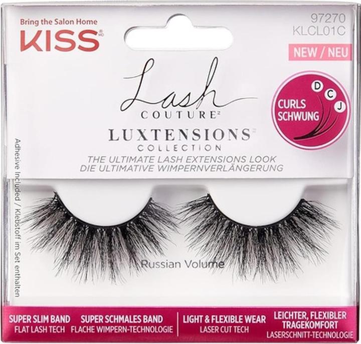 KISS Lash Couture LuXtensions Collection Russian Volume Fake Lashes with Super Slim Band and Lash Glue (Künstliche Wimpern)