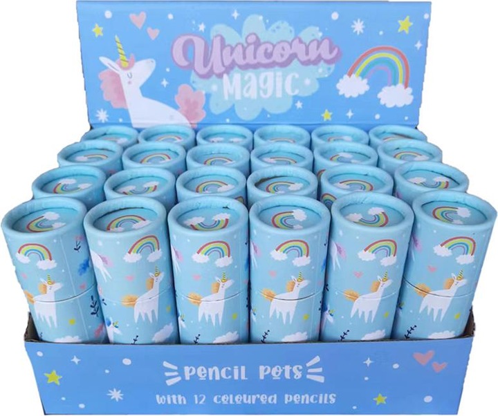 Actual product image Puckator Unicorn Magic Pencil Pot with 12 Crayons (Multicoloured, 12 x)