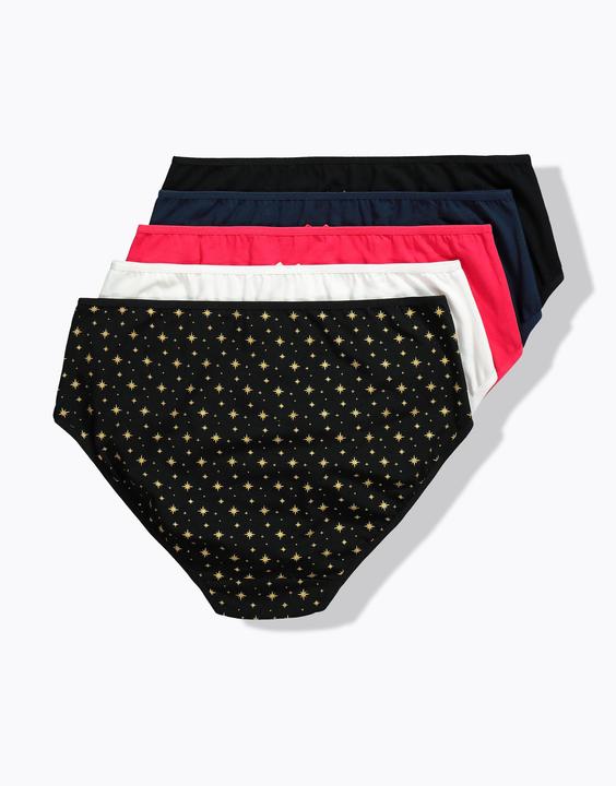 Produktbild Ulla Popken Midislips, 5er-Pack, Sterne/einfarbig (54, 5er Pack)