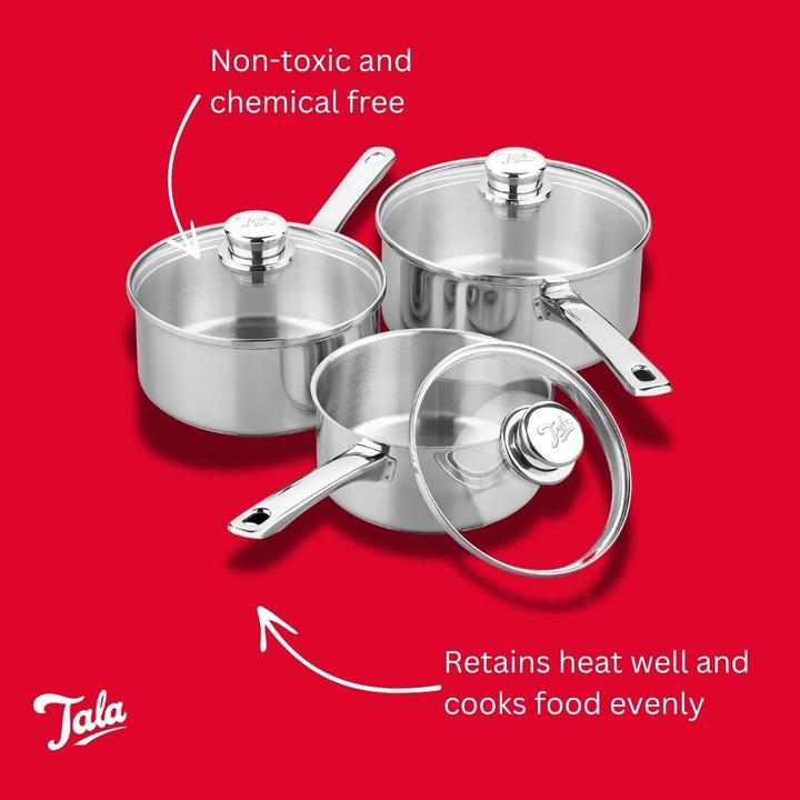 Actual product image Tala Performance Cookware Set with Non-Stick Frying Pan and Lids (Frying pan, Pot, Stainless steel)