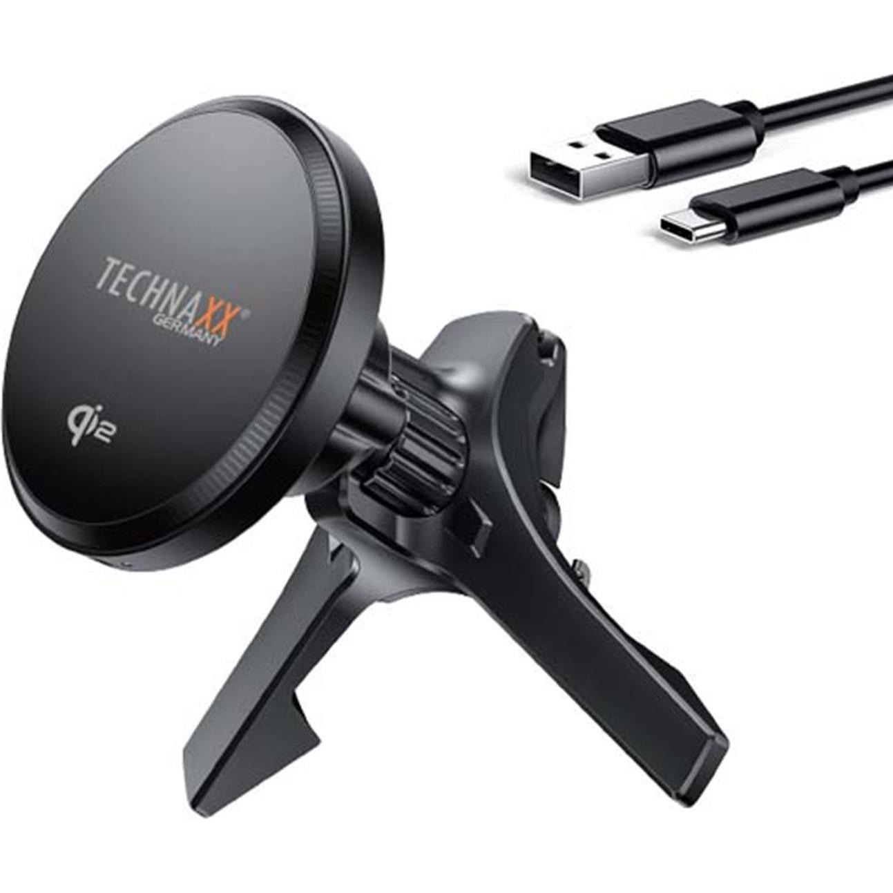 Technaxx Induktions-Ladegerät 3 A TX-323 5260 Ausgänge Induktionslade-Standard, Adattatore per auto, Nero