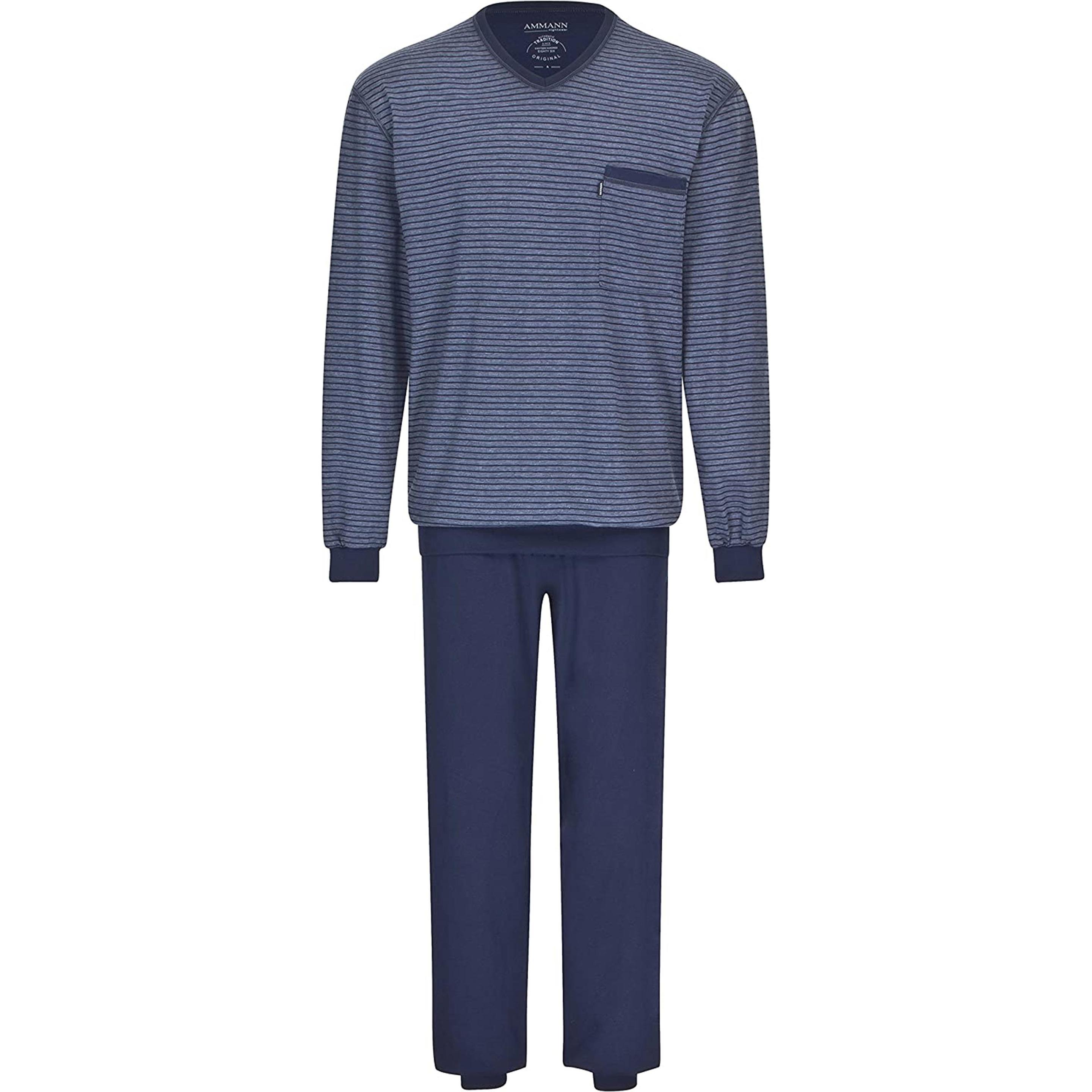 Ammann, Herren, Pyjama, Herren-Schlafanzug, Blau, (54)