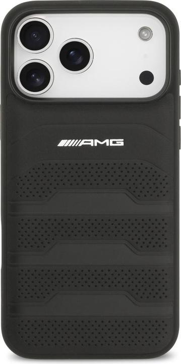 Actual product image Mercedes Case AMG Leather Debossed Lines Logo for iPhone 17 Pro Max black (Apple iPhone 17 Pro Max)