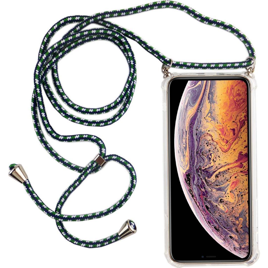 König Design Apple iPhone X Handykette Hülle mit Band Case zum umhängen mit Kordel Etui Grün, Handykette, Transparent