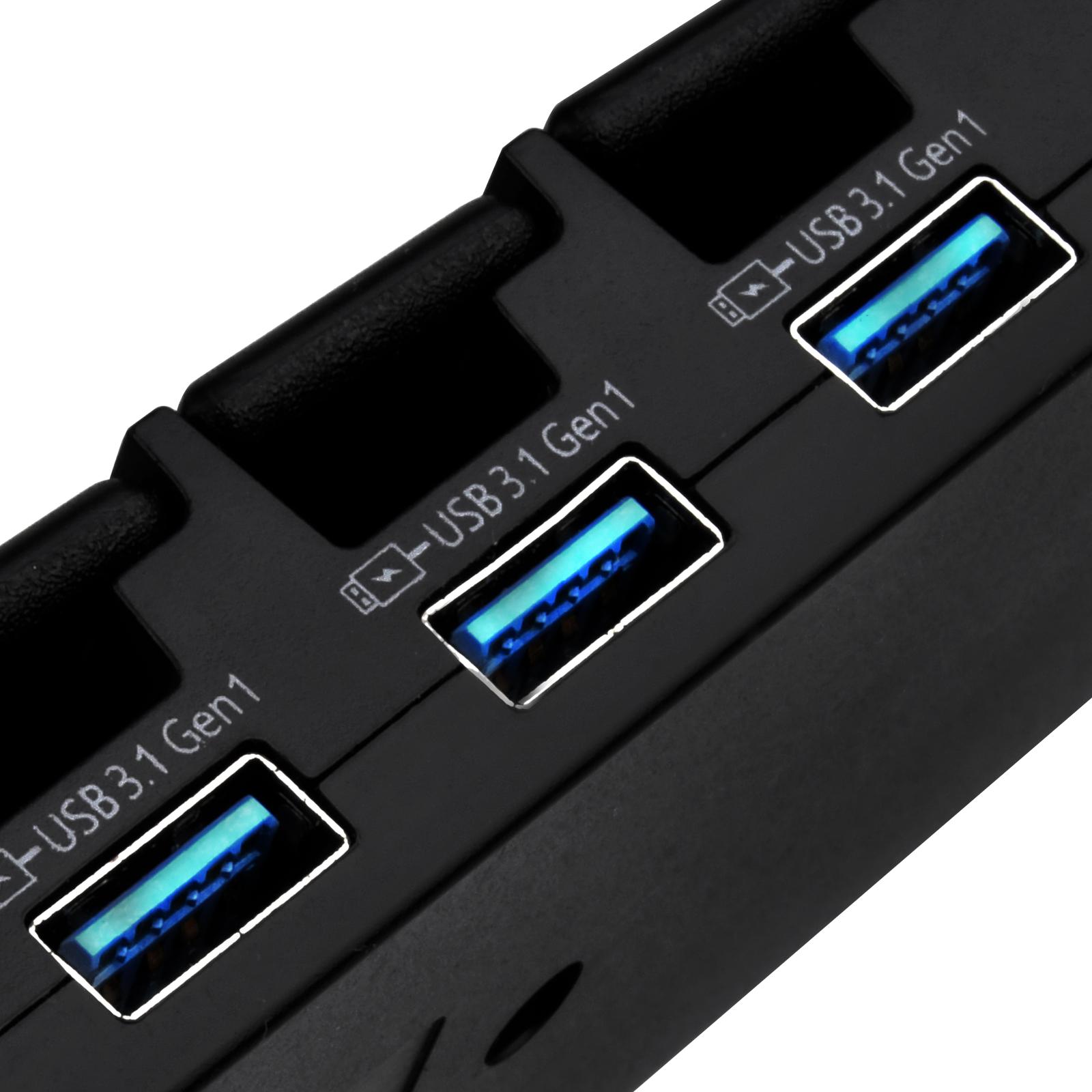 Thumbnail - Silverstone SST-UC03B-PRO - USB Lade Station, 7 Port - 36 Watt (7 Ports), Dockingstation + USB Hub, Schwarz