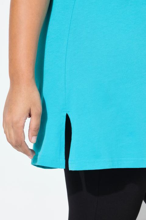Image du produit Ulla Popken T-shirt long, manches courtes et col en V, coupe évasée (50, 52)