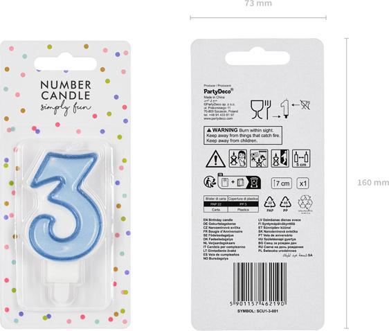 Actual product image Partydeco Zahlenkerze Nr 3 (1 x)