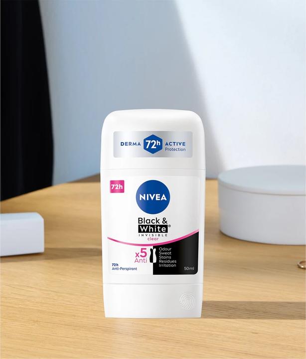Produktbild NIVEA Solid antiperspirant Invisible Forack & White Clear 50 ml (Stick)