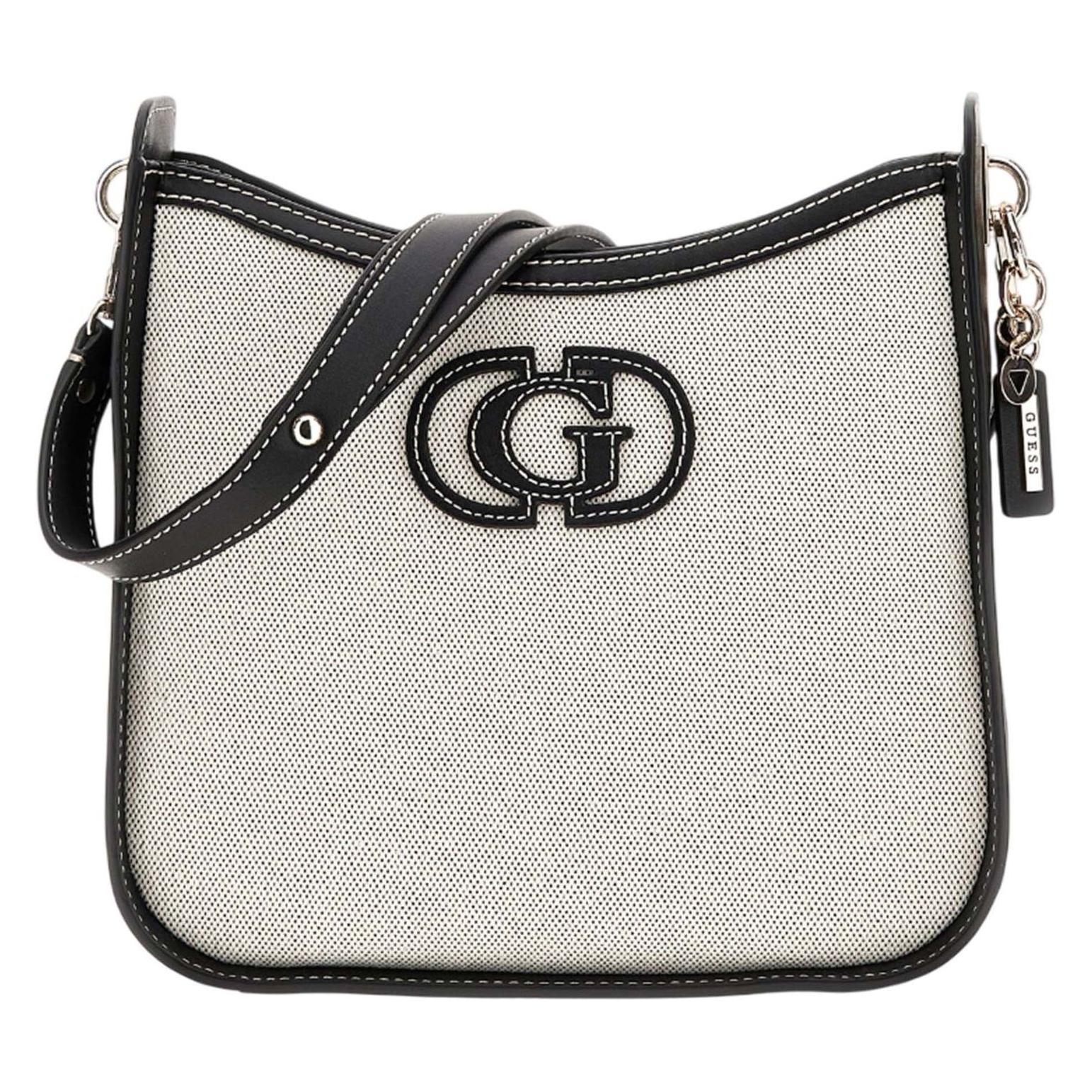 Guess, Damen, Handtasche, Sebina Bucket Shoulder Bag, Schwarz, Beige