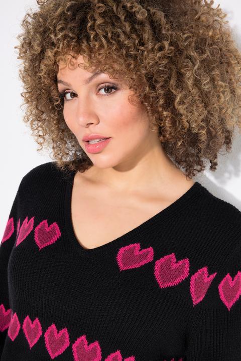 Produktbild Ulla Popken Pullover, Herzen, V-Ausschnitt, Langarm (42, 44)