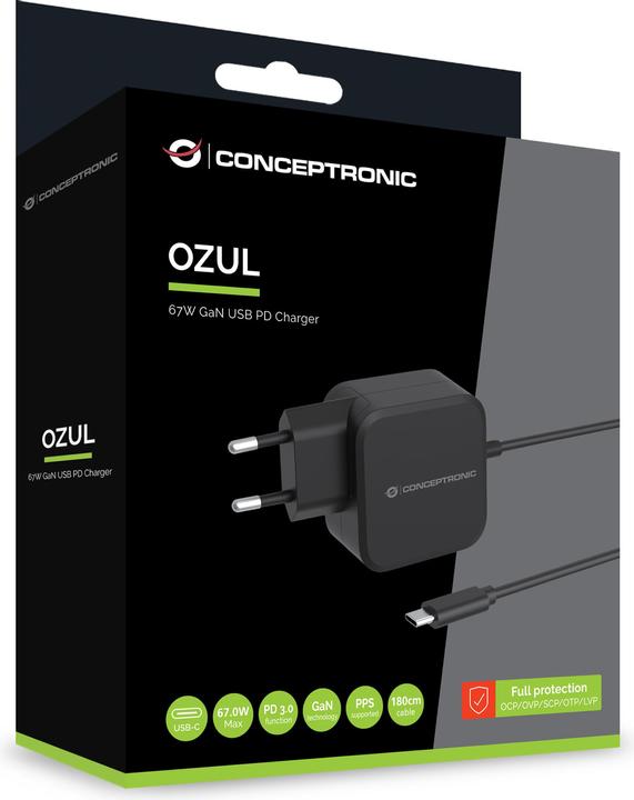 Image du produit Conceptronic Chargeur 1Port 67W, GaN USB-C Desk PD sw (67 W)