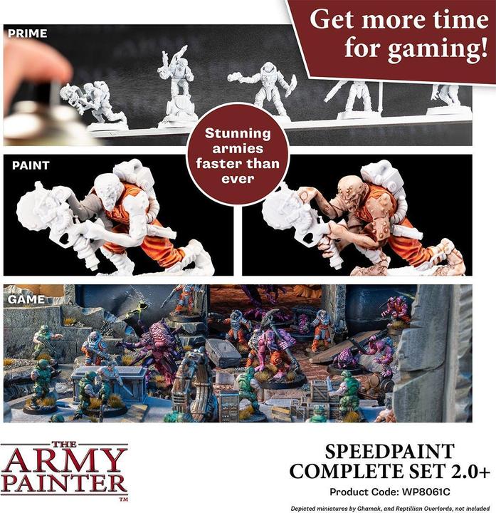 Actual product image The Army Painter Speedpaint Complete Set 2.0 (Pink, Red, Bronze, Silver, Blue, Brown, Black, Yellow, Gold, Violet, Substance: Liquid, Grey, Green, 1620 ml)