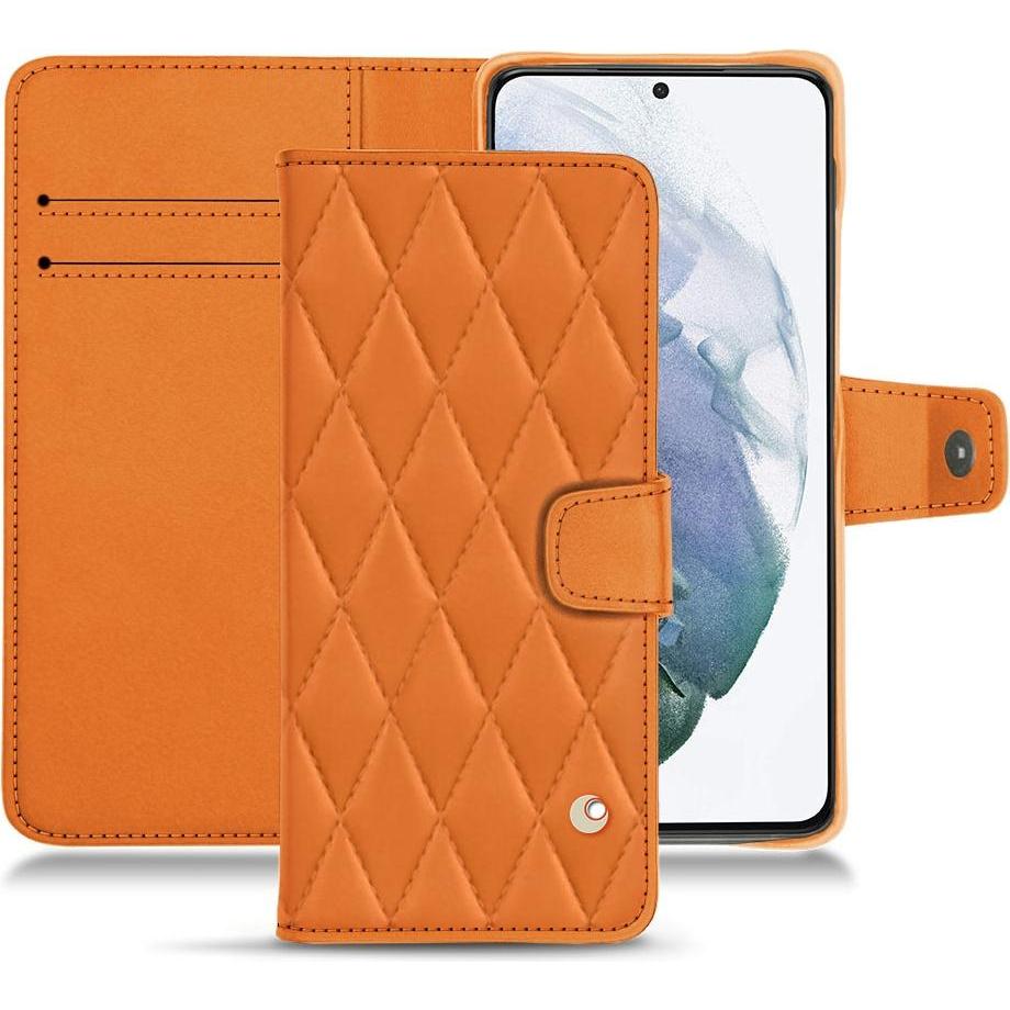Noreve Lederschutzhülle Wallet (Samsung Galaxy S21+), Smartphone Hülle, Orange