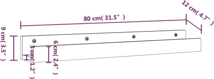 Produktbild vidaXL Wandregal (80 x 12 x 9 cm)
