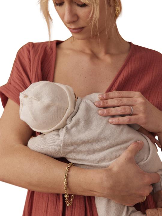 Image du produit Envie de Fraise Robe en mousseline de soie pour la grossesse et l'allaitement, effet cache-coeur (46)