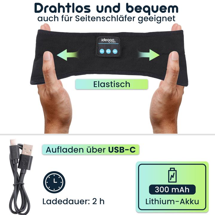 Actual product image Ideoon Kopfhörer-Stirnband, Bluetooth 5.4, Freisprecher & Sprachsteuerung, schwarz (13 h, Wireless)