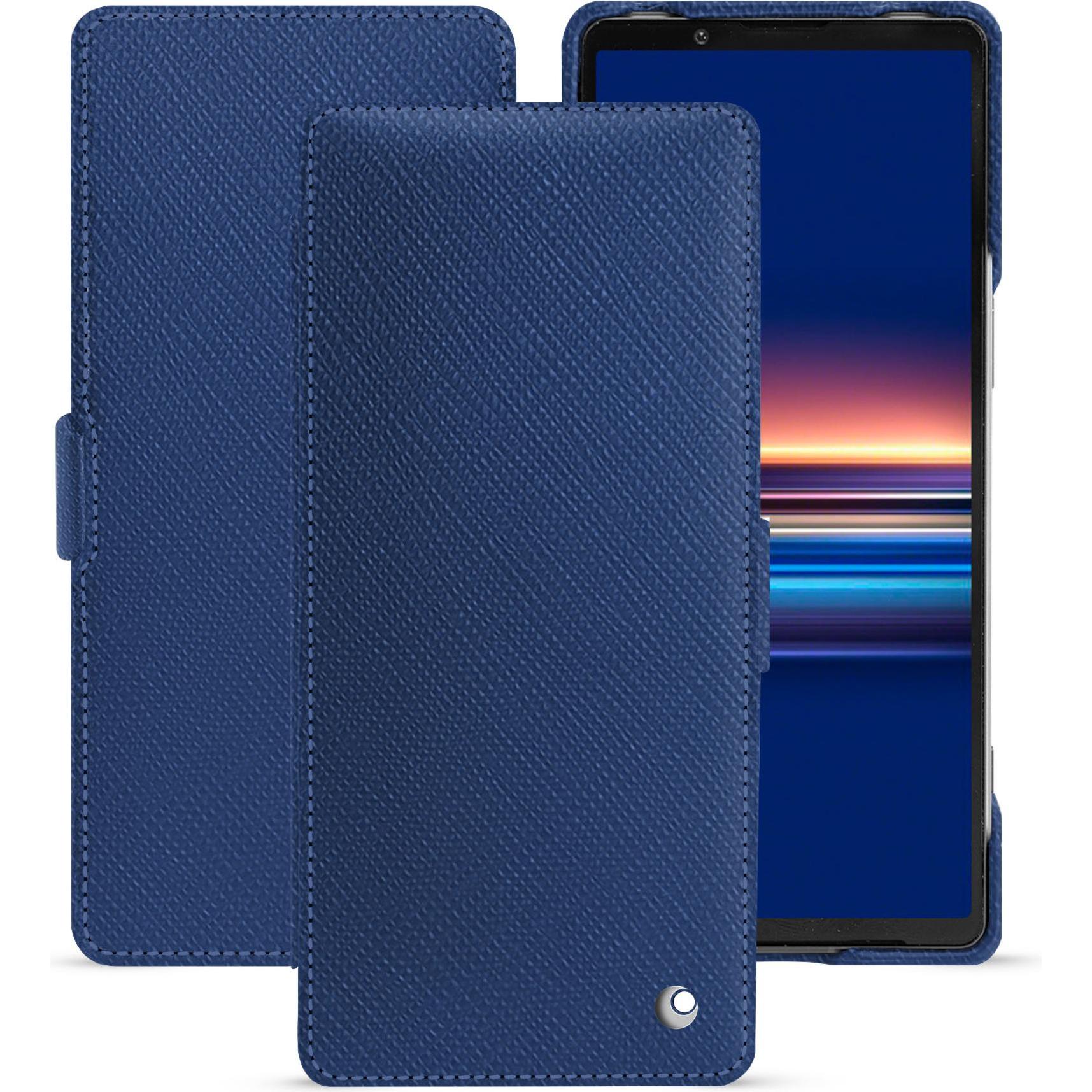 Noreve Lederschutzhülle horizontal (Sony Xperia 5 V), Smartphone Hülle, Blau