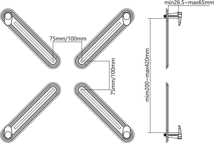 Produktbild Maclean MC-899 Nicht-VESA-Bildschirmadapter 13"-27" 75x75 100x100 max. 8 kg Adapter für Bildschirme ohne VES (Tisch, Wand, 27", 8 kg)